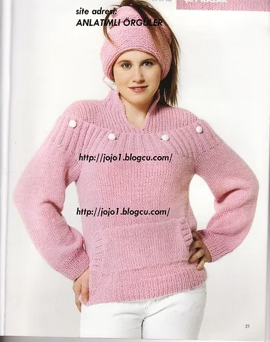 örgü düğmeli kazak anlatımı