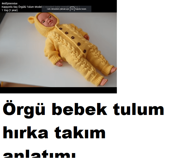 Örgü bebek tulum hırka takım anlatımı