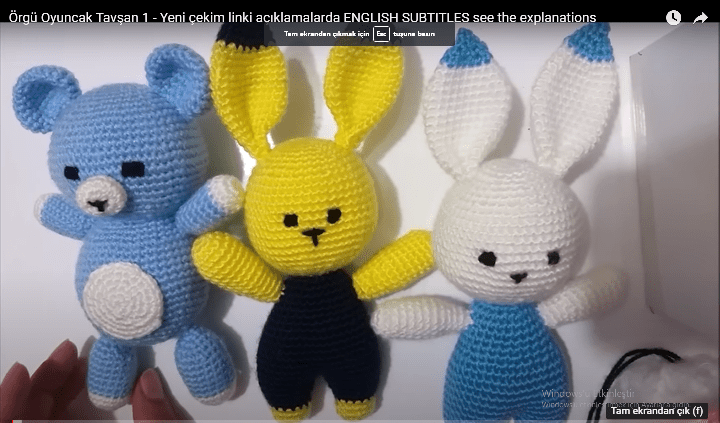 Örgü oyuncak tavşan yapılışı