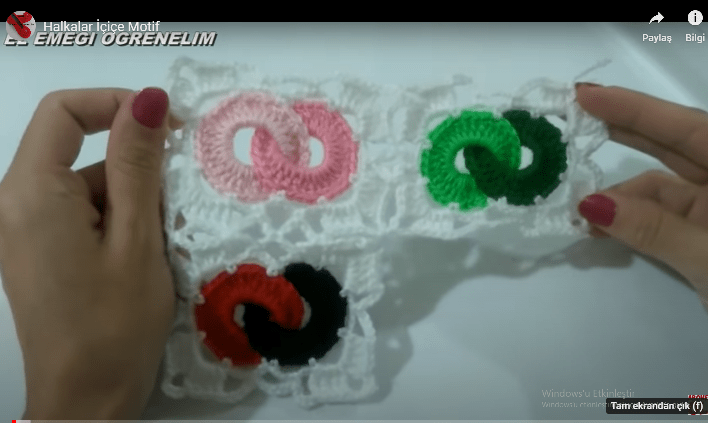 İç içe geçen halkalı motif yapılışı