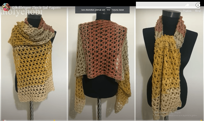 Dikdörtgen şal yapılışı