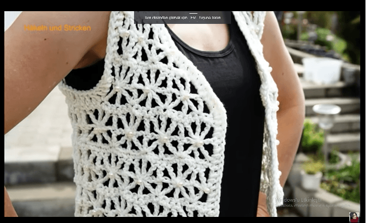 İncili tığ işi yelek yapılışı