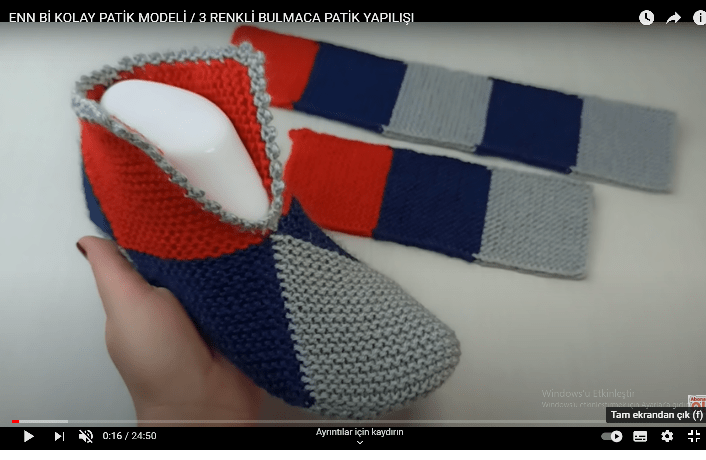 Örgü bulmaca patik yapılışı