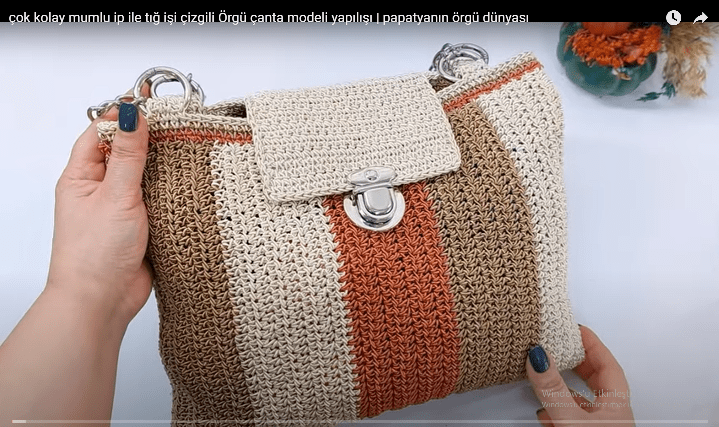Mumlu ipten çok kolay örgü çanta yapılışı