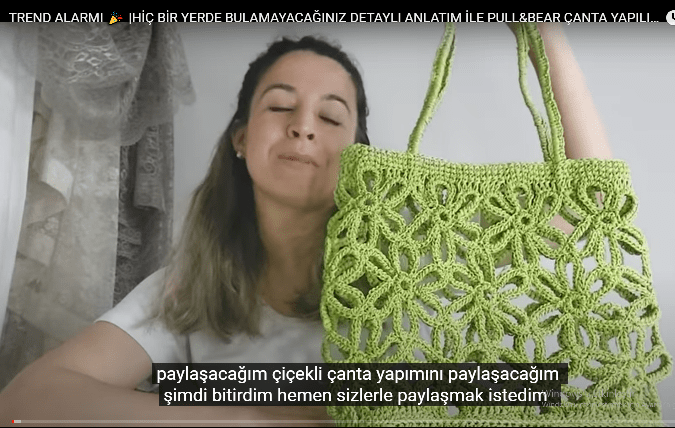 Çiçekli pull&bear örgü çanta yapılışı