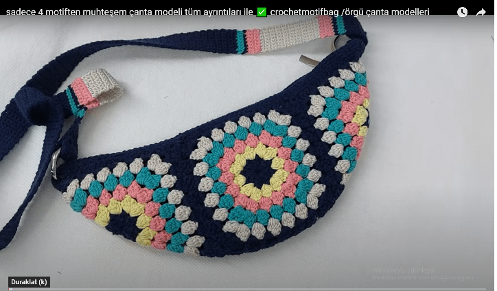 4 Örgü motif ve bir  çapraz askılı çanta yapılışı