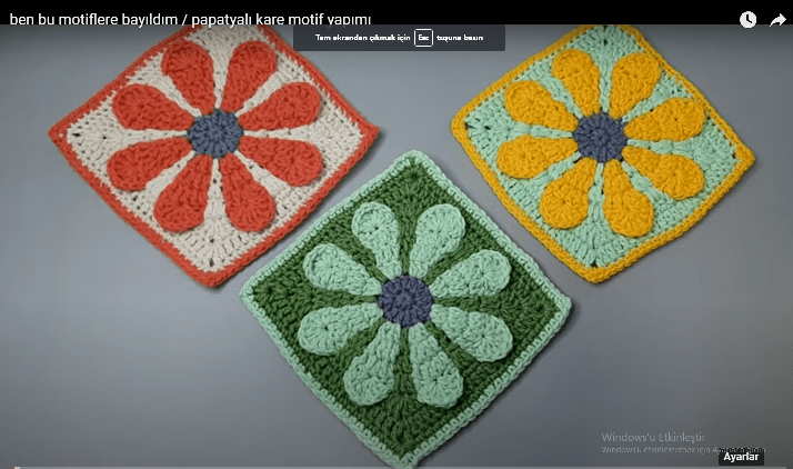 Papatyalı kare motif nasıl yapılır