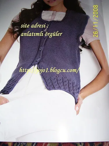 Kare yakalı örgü yelek anlatımı