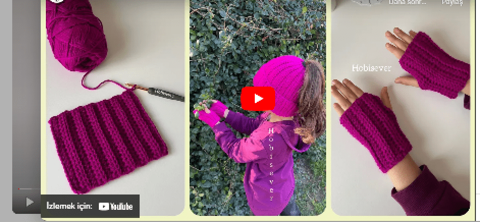 Tığ işi parmaksız eldiven ve bere yapılışı