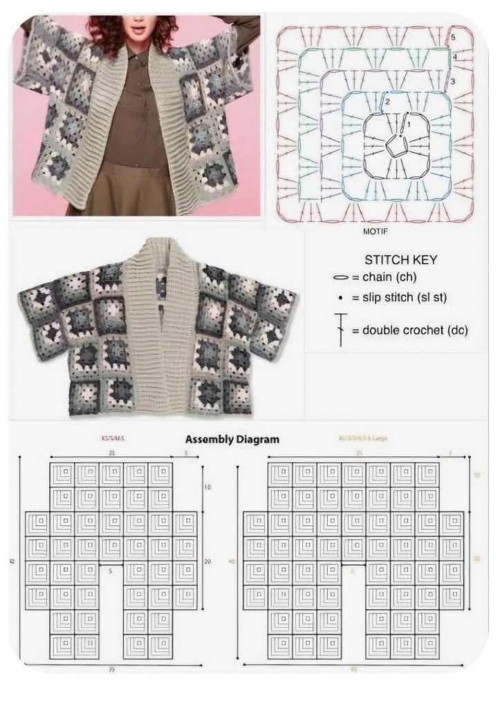 Şemalı tığ işi hırkalar