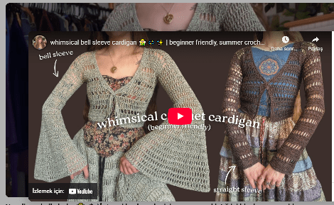 Çan kollu tığ işi hırka yapılışı