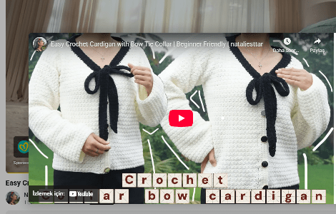 Fiyonklu tığ işi hırka yapılışı