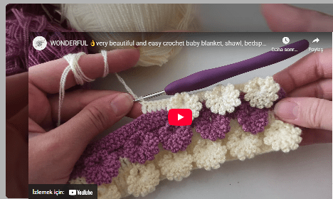 Tığ işi çiçek bebek battaniye yapılışı