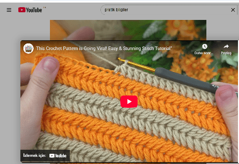 Tığ ile balık sırtı modeli yapılışı