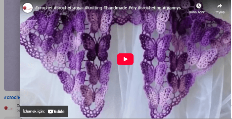 Tığ işi kelebek şal yapılışı