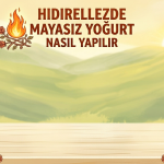 Hıdırellez geleneğine uygun, ateş ve gül desenli mayasız yoğurt hazırlama başlığı ve logo - Hayat Örgüsü