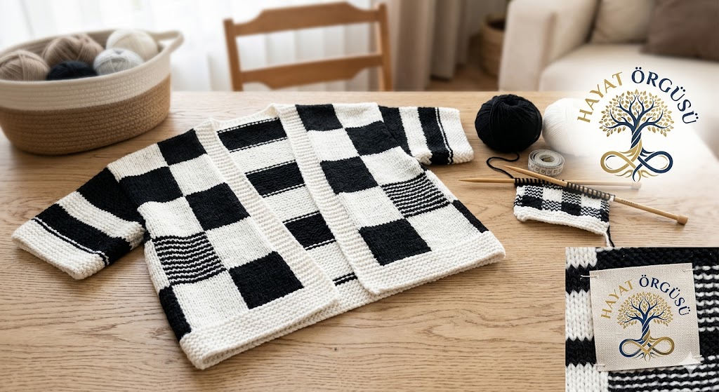 Siyah Beyaz Kolay Bolero Modeli - Hayat Örgüsü Örgü Rehberi