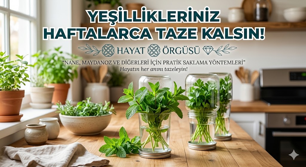 Hayat Örgüsü - Kavanozda ters saklama yöntemiyle nane ve maydanoz tazeliğini koruma"