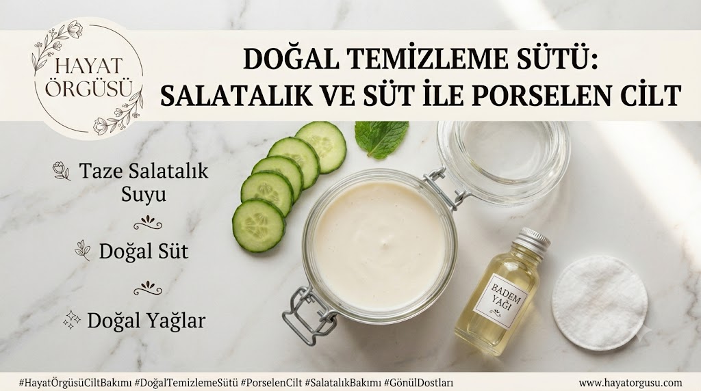 Salatalık ve süt ile hazırlanan ev yapımı doğal temizleme sütü