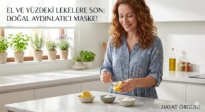 Limon, karbonat ve nişasta ile hazırlanan ev yapımı doğal leke açıcı maske uygulaması