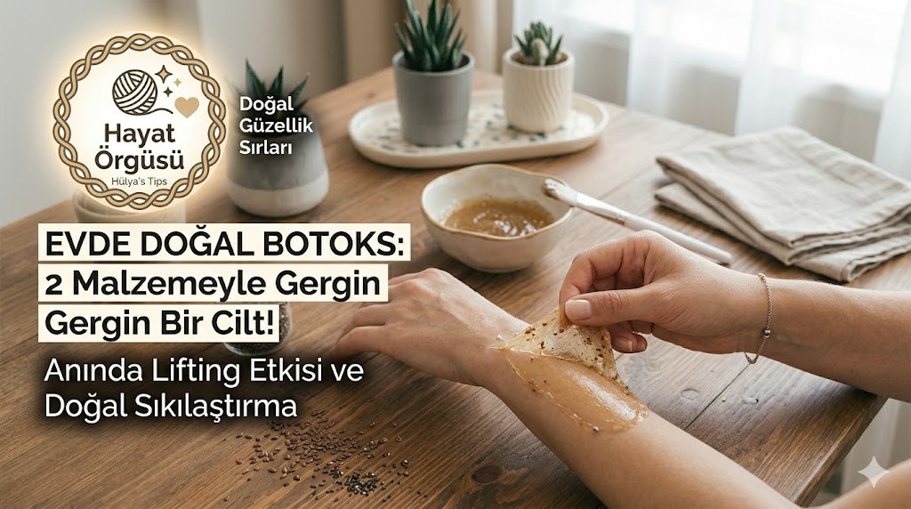 Cildi sıkılaştıran keten tohumu ve chia tohumu ile evde doğal botoks maskesi uygulaması.