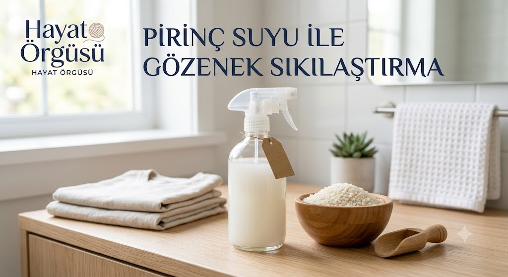 "Ev yapımı pirinç suyu tonik hazırlığı ve gözenek sıkılaştırma uygulaması
